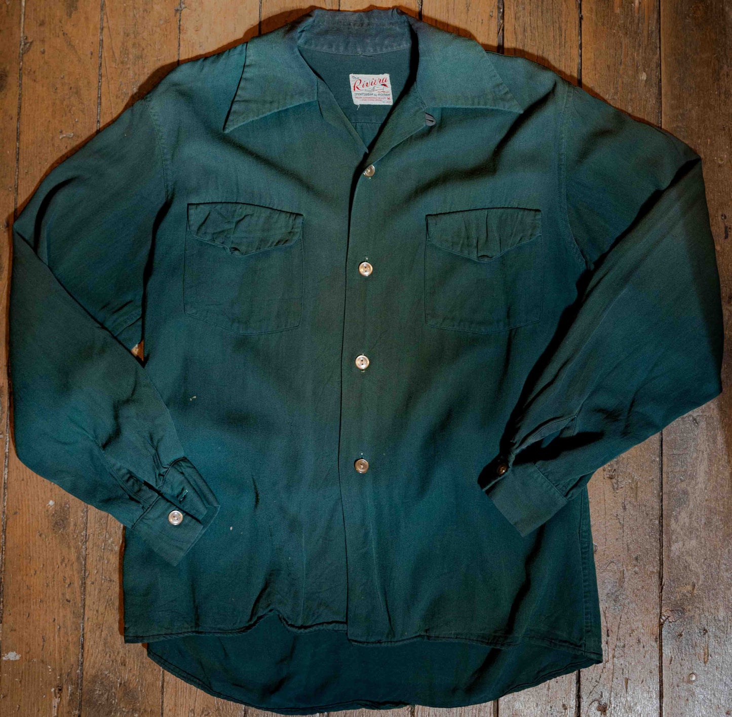 Vintage 1950’s Riviera Rayon Loop Collar Shirt Size 15