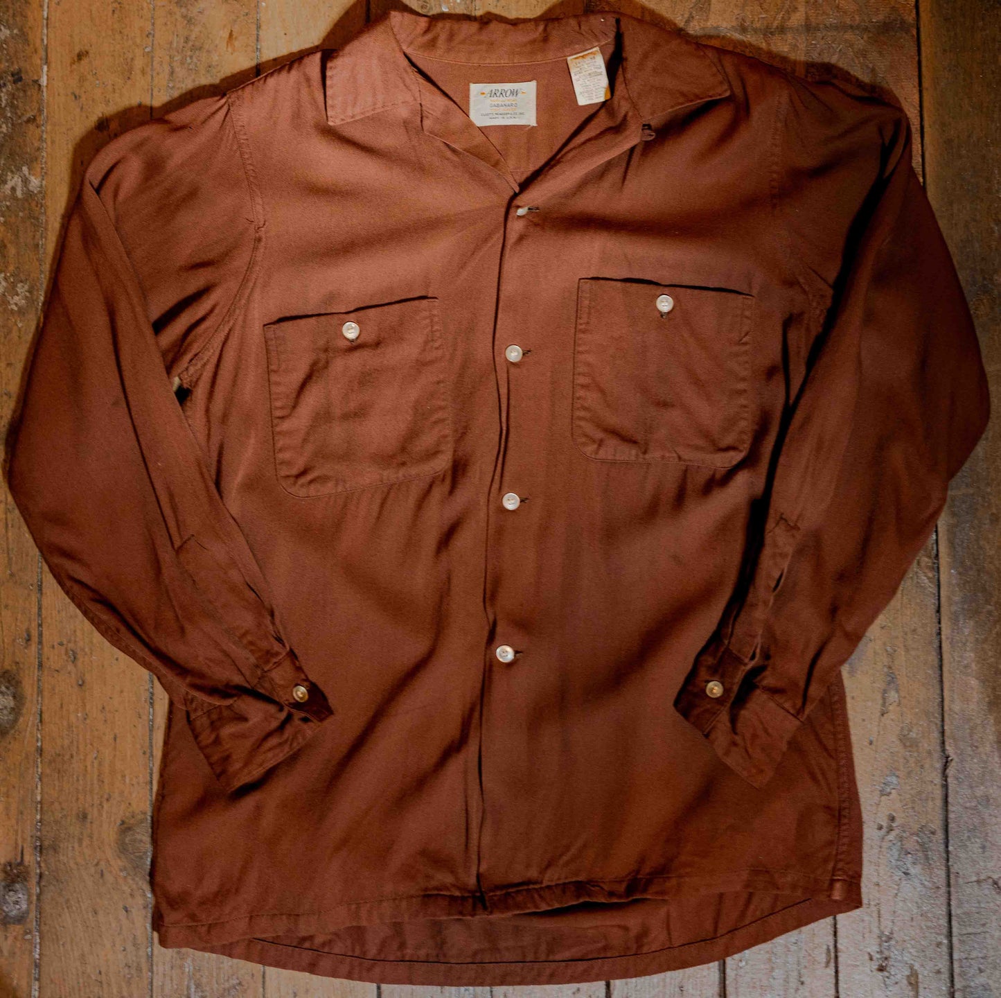 Vintage 1960’s Arrow Rayon Loop Collar Shirt Size 14.5
