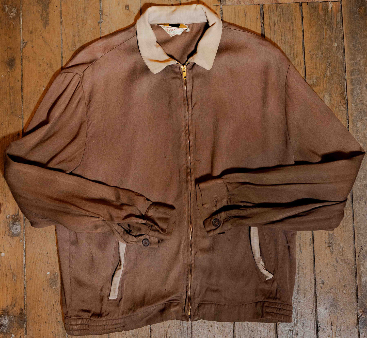 Vintage 1950’s-60’s Rayon Ricky Zip Up Jacket Size 40