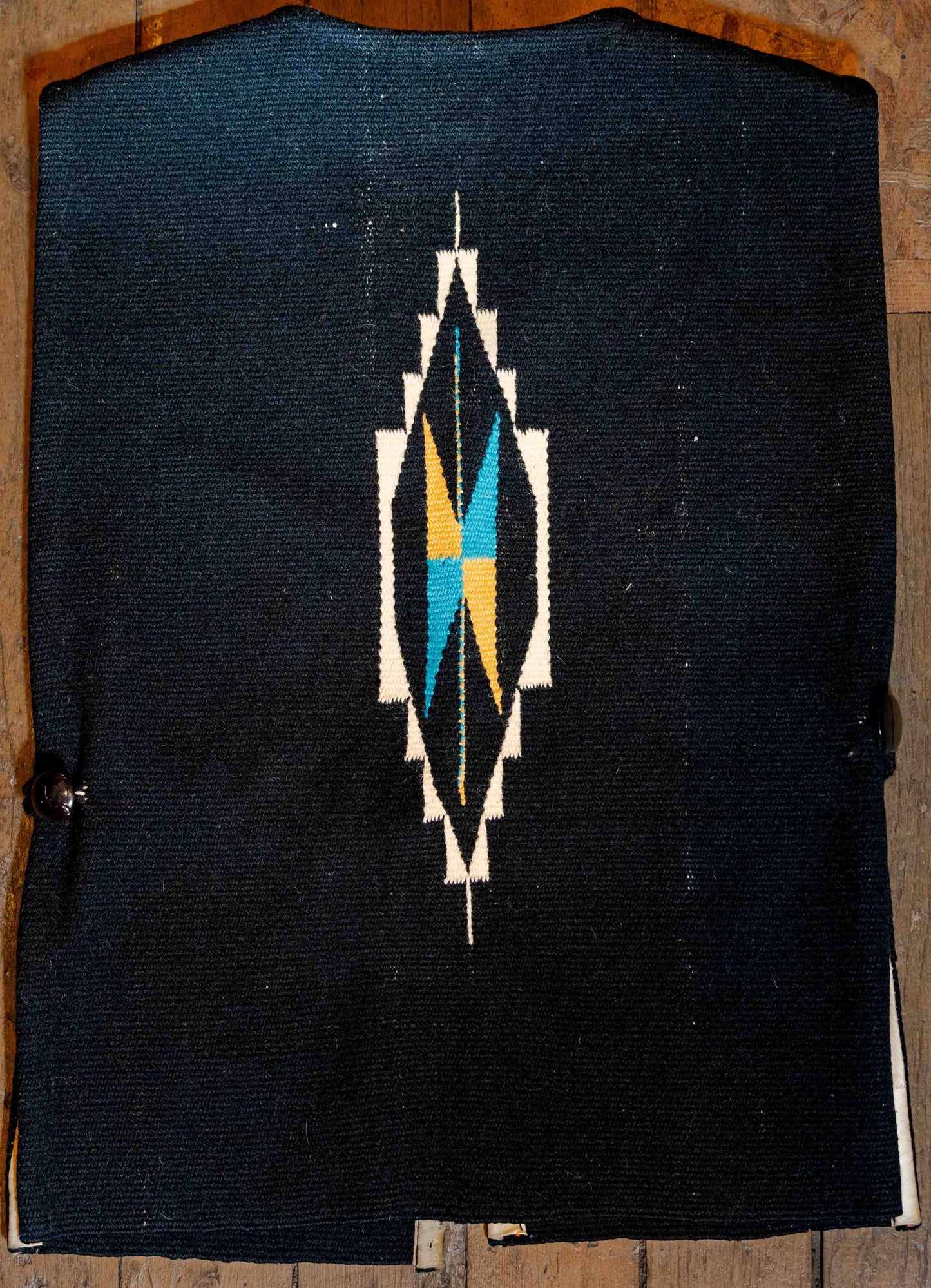 Vintage 1960’s Black Chimayo Wool Vest Size 46