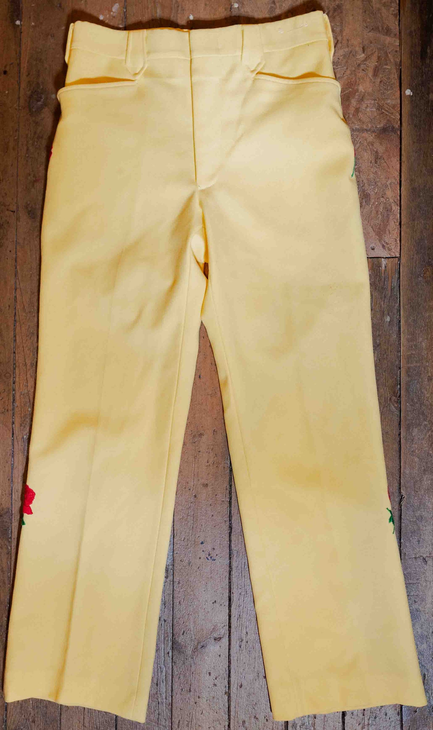 Vintage 1970’s Embroidered Rose Western Pants