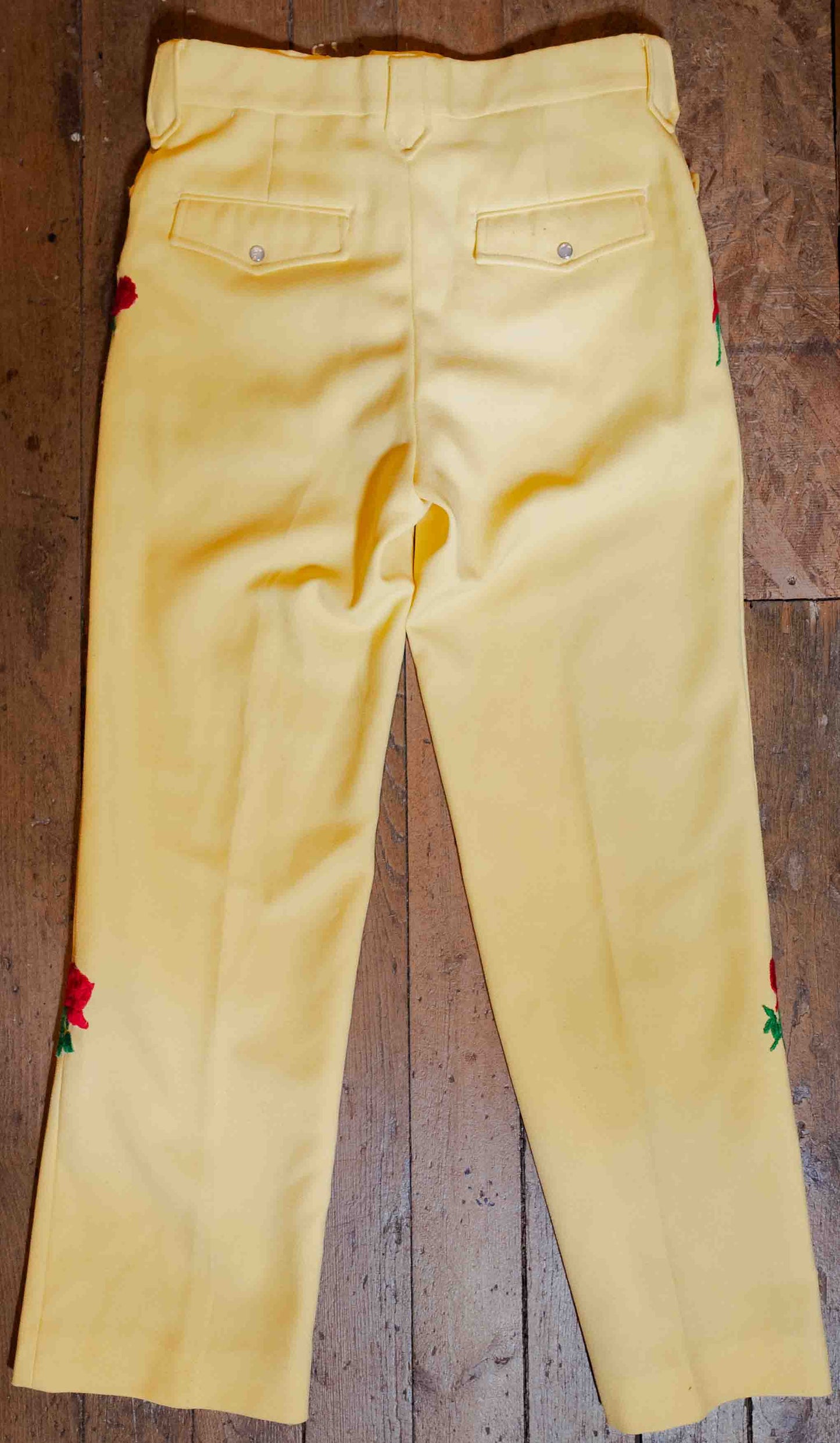 Vintage 1970’s Embroidered Rose Western Pants