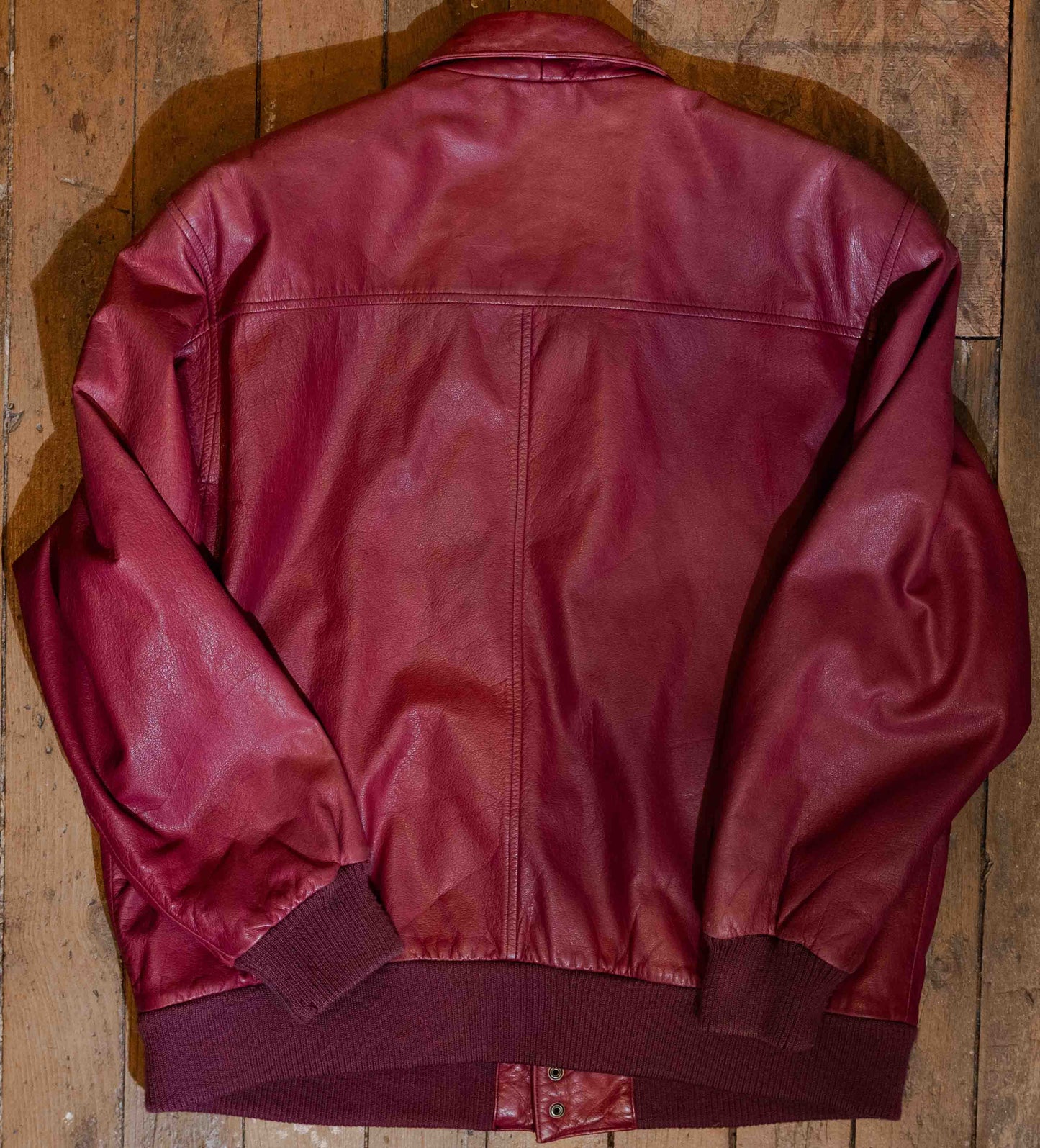 Vintage 1990’s Red Leather Bomber Jacket Size M