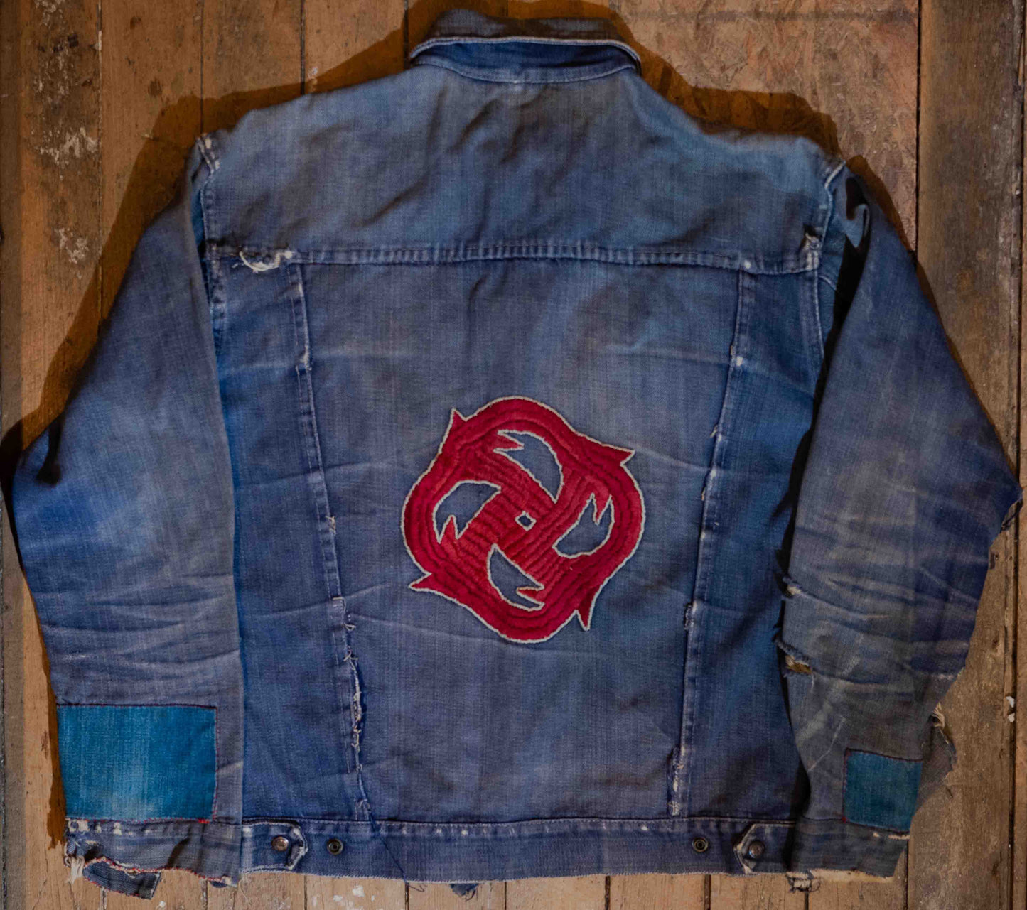 Vintage 1970’s Distressed & Patched Denim Jacket