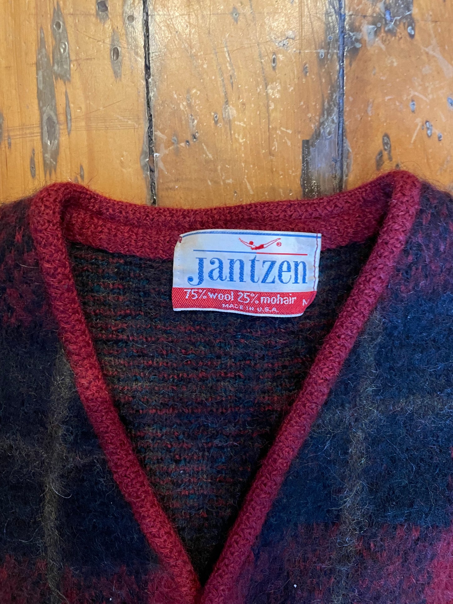 Vintage 1960’s Jantzen Plaid Mohair Cardigan