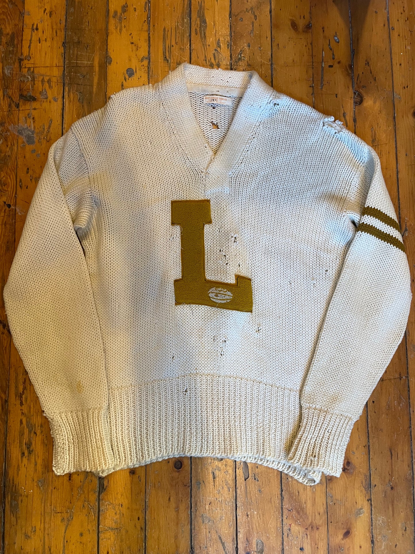 Vintage Distressed 1940’s Pullover Letterman Sweater
