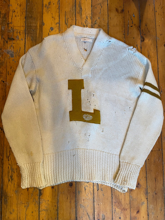 Vintage Distressed 1940’s Pullover Letterman Sweater