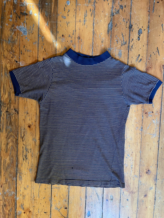 1960’s striped mock neck t shirt