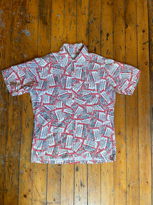 1970’s Budweiser Novelty Print Button Up Shirt