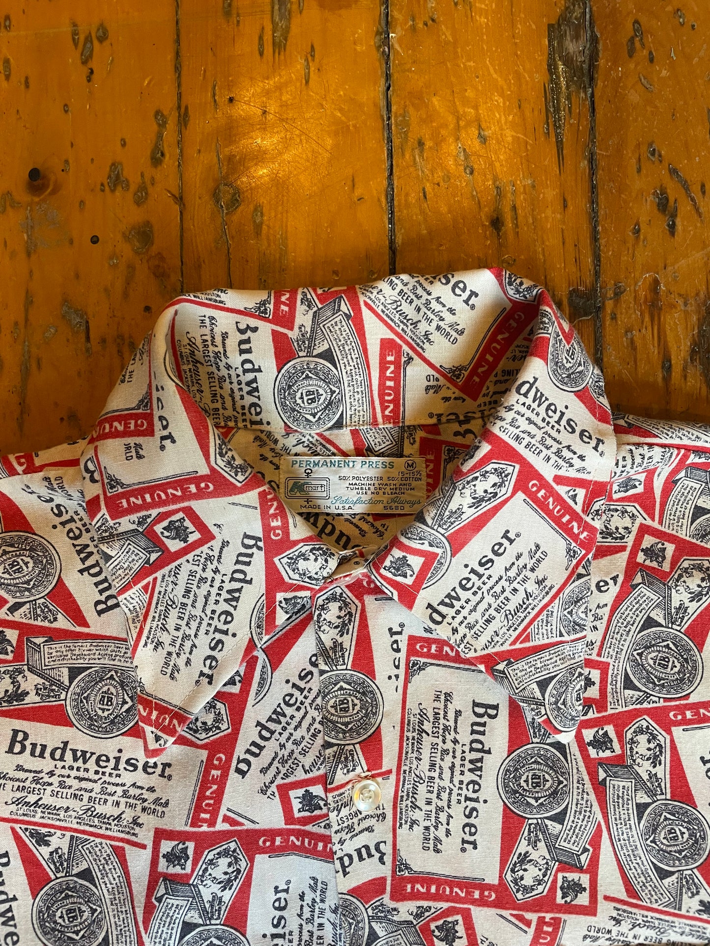 1970’s Budweiser Novelty Print Button Up Shirt
