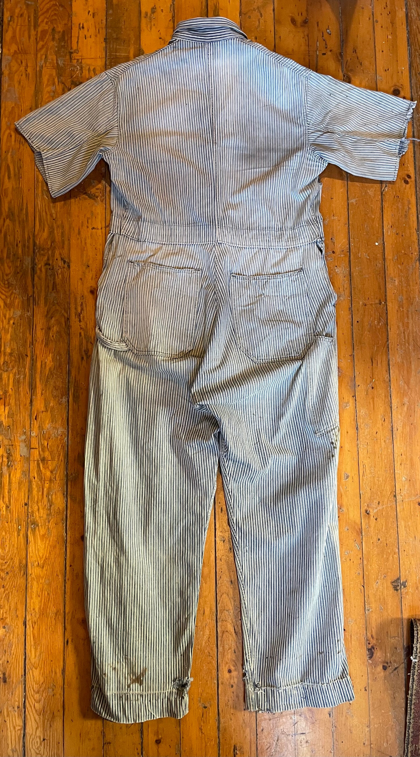 Distressed 1950’s Pioneer Hickory Stripe Coveralls