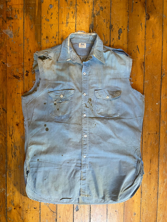 Distressed 1950’s Lee Chambray Cut-Off Shirt
