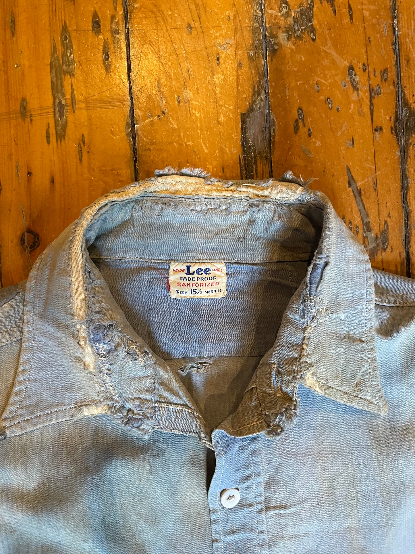Distressed 1950’s Lee Chambray Cut-Off Shirt